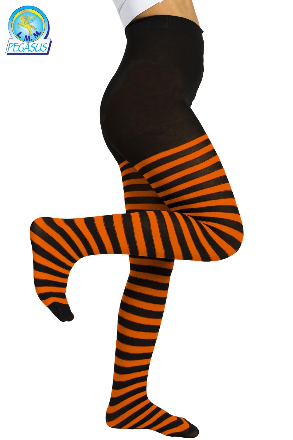 CALZE COLLANT RIGA NERO ARANCIO BAMBINA